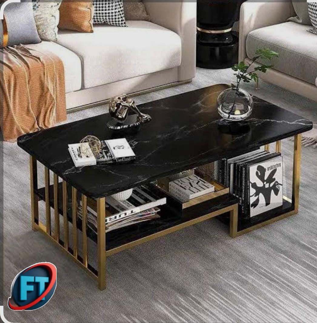 Rectangular Marble Top Coffee Table Modern Living Room