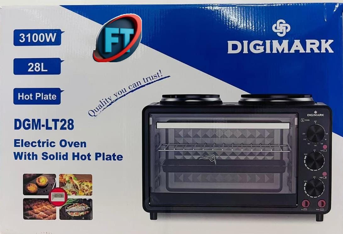 28L Digimark Two Plate Stove Oven Compact Kitchen Appliance