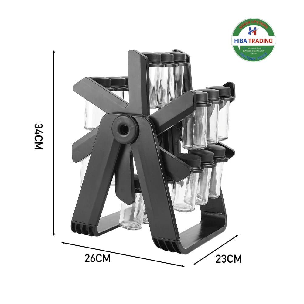 Rotating Spice Rack With 18 Jars Space Saving Organizer