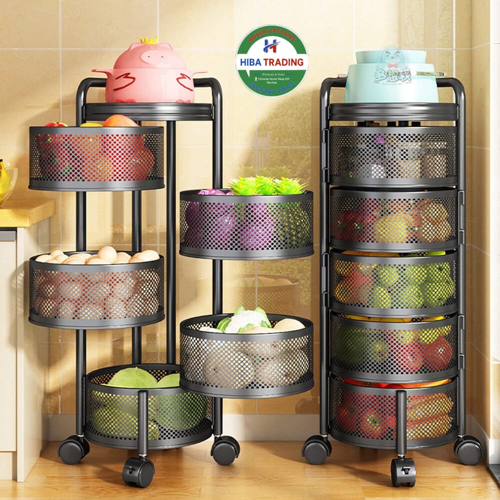 Rotating Kitchen Storage Cart 4 Layer Trolley Organizer