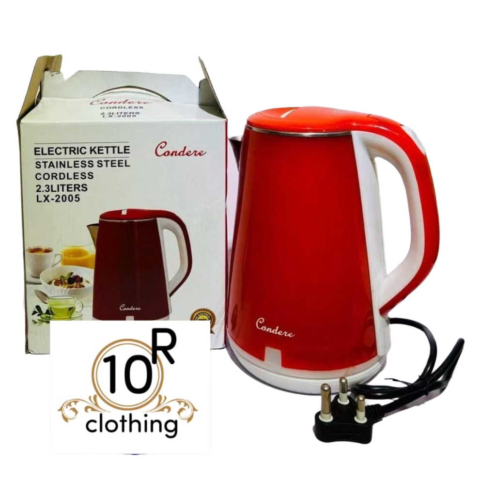 2.3 Litre Electric Kettle Double Wall Red For Home Office