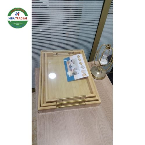 Wooden Serving Trays Set 3 Piece For Kitchen Dining Table
