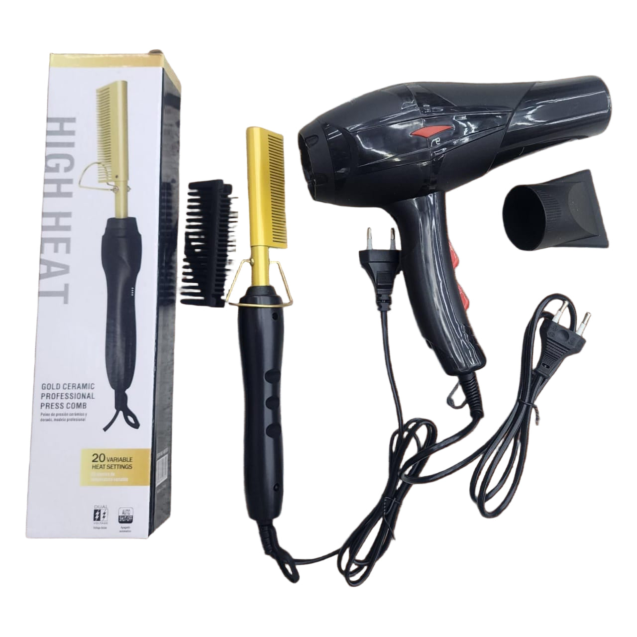 Combo Hot Comb Hair Dryer Set For Premium Salon Quality