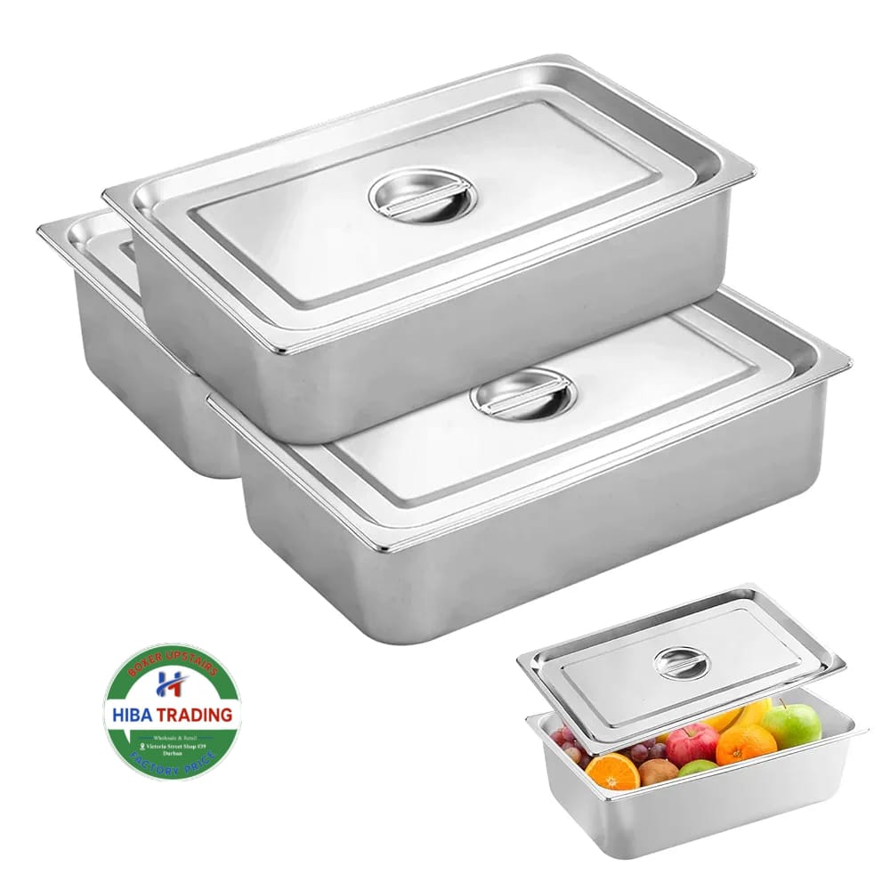 Two Piece Stainless Steel Food Tray Pan Serving Set