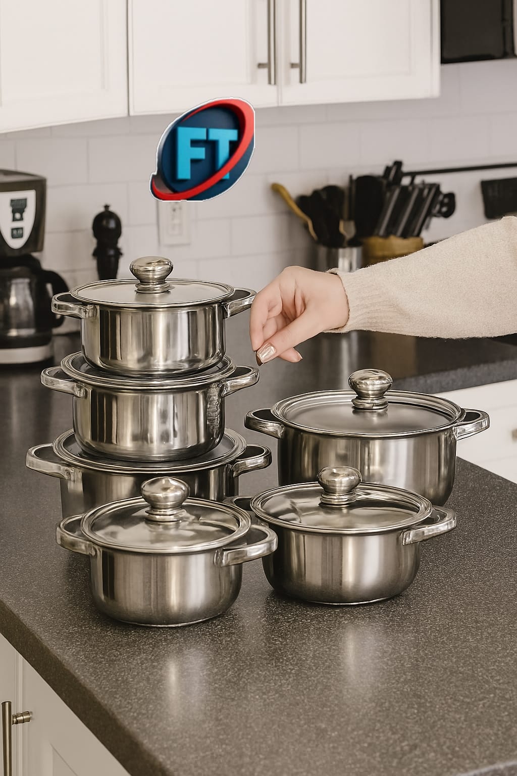 Five Piece Cookware Pot Set Nonstick Stainless Steel