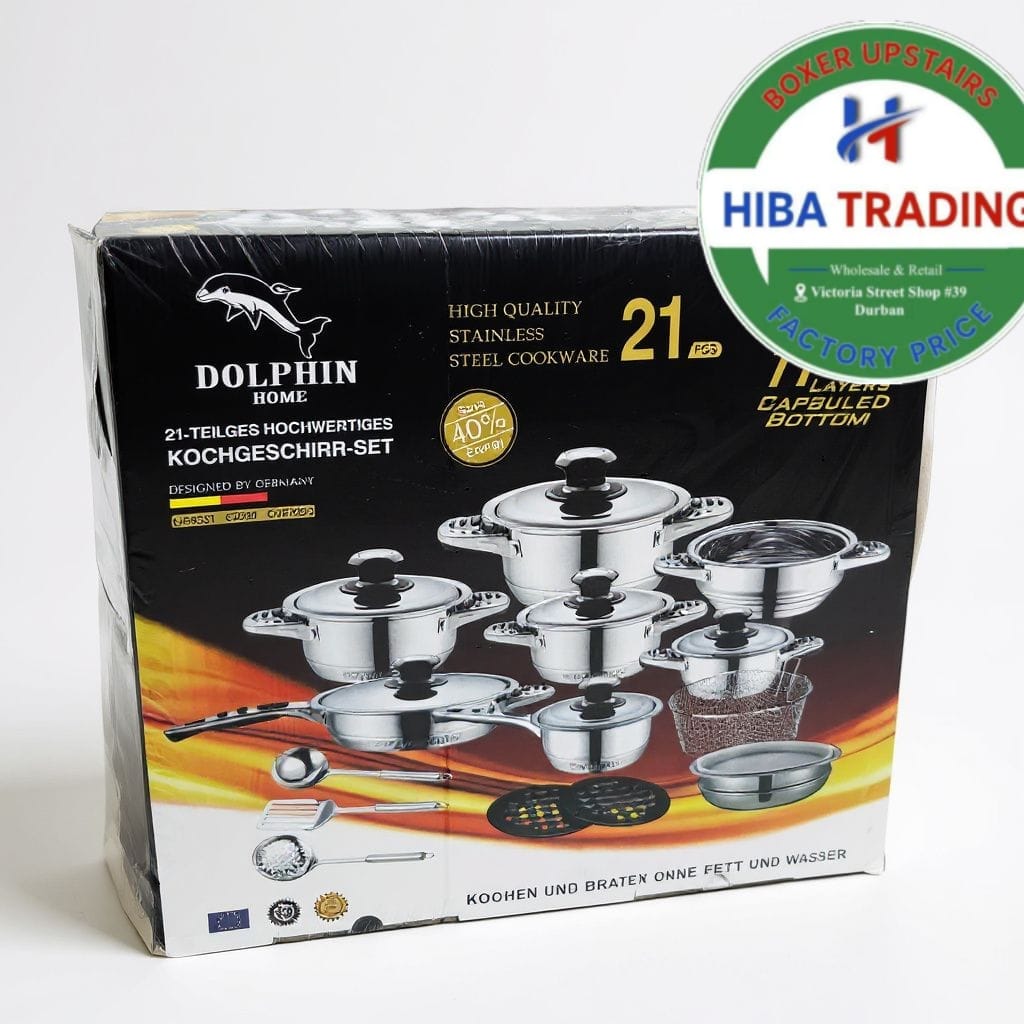 Dolphin 21 Piece Stainless Steel Cookware Pot Set Kitchen
