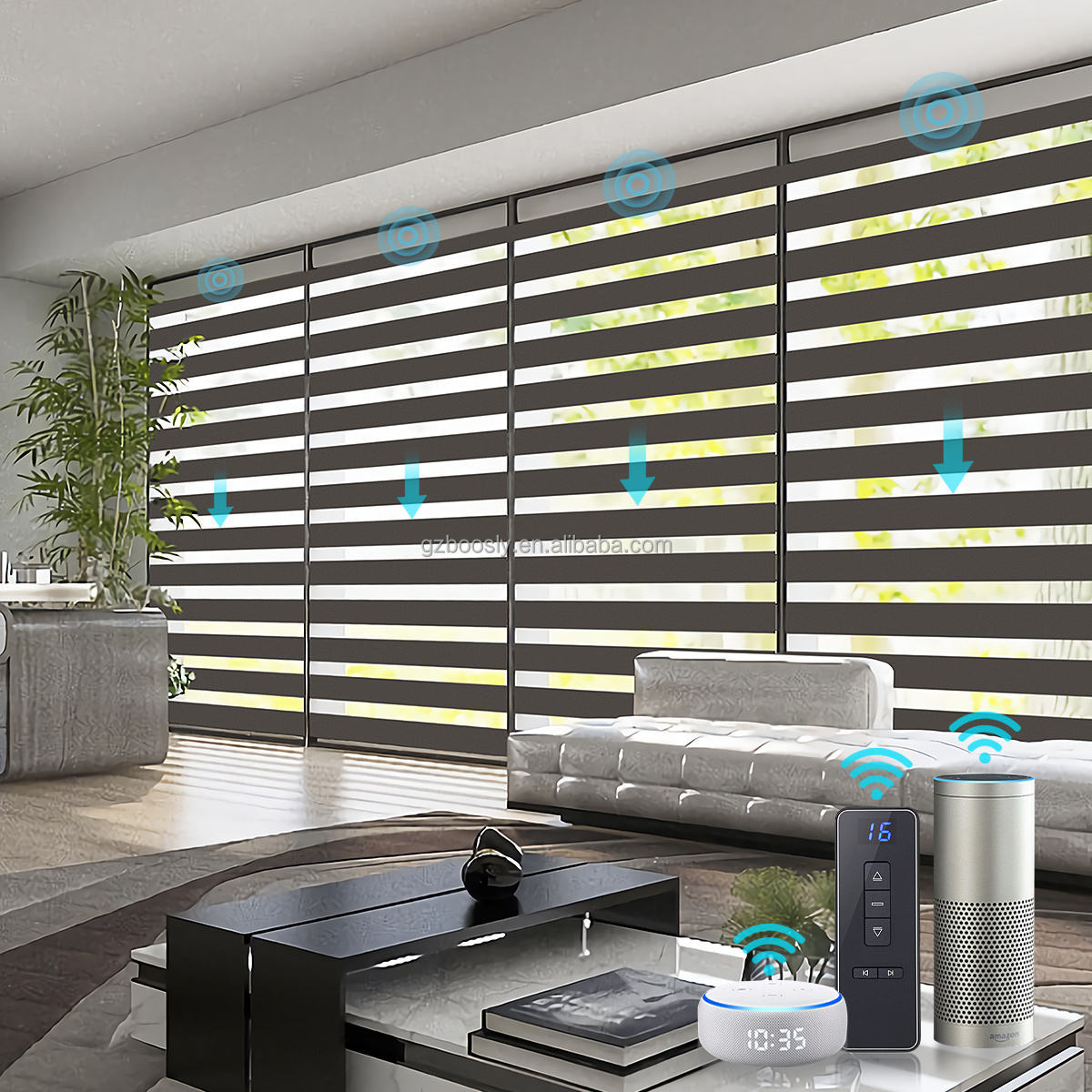 Motorized Zebra Blinds 250 x 200 CM Window Shades Premium