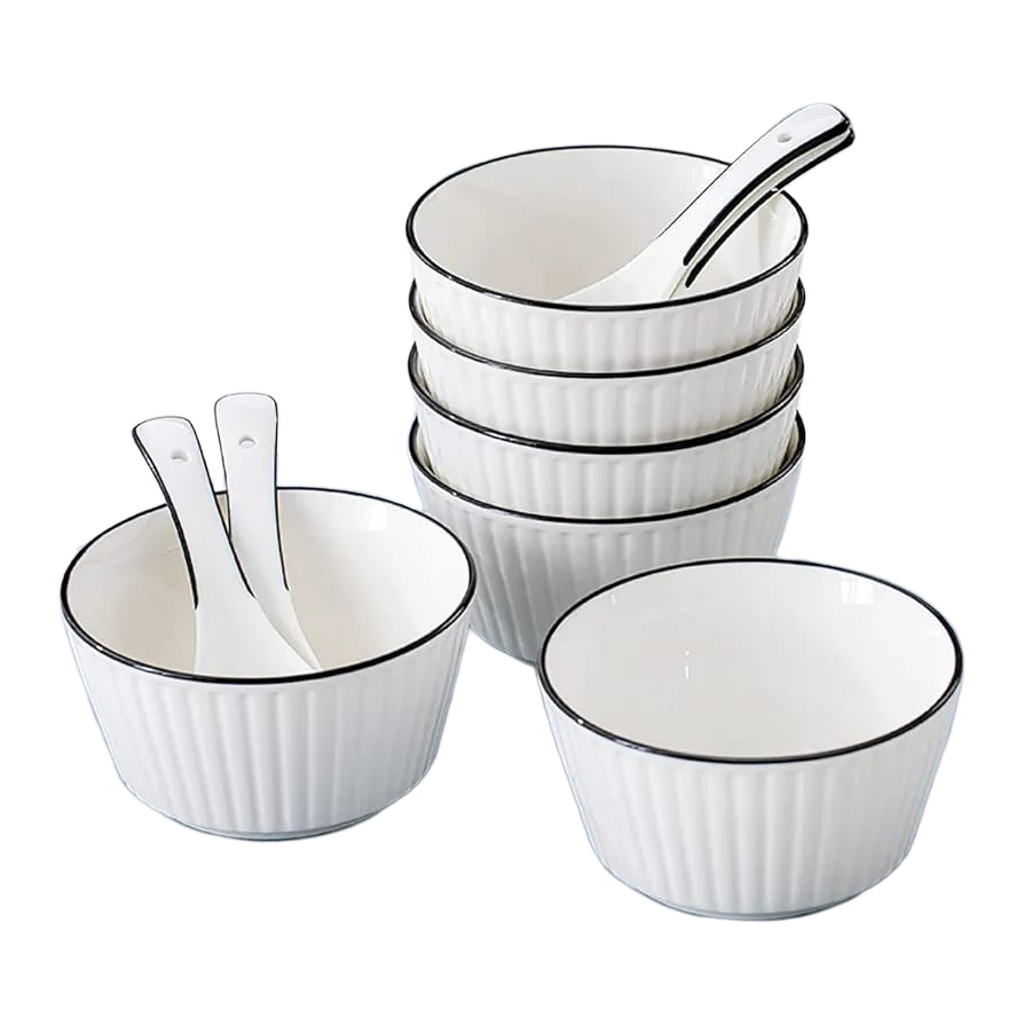 10 Bowls Set Durable Everyday Dinnerware for Meals