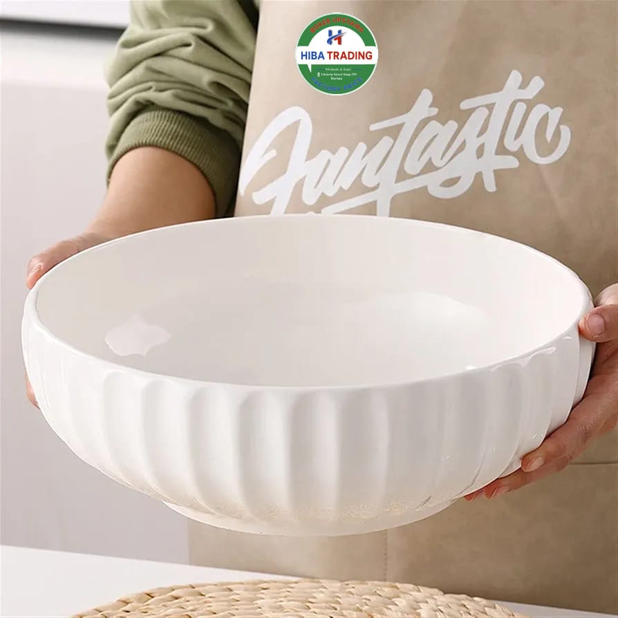 White 5L Glass Mixing Bowl Durable And Easy Cleaning