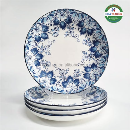 Blue Floral Plate Set Ten Piece Dinnerware Collection