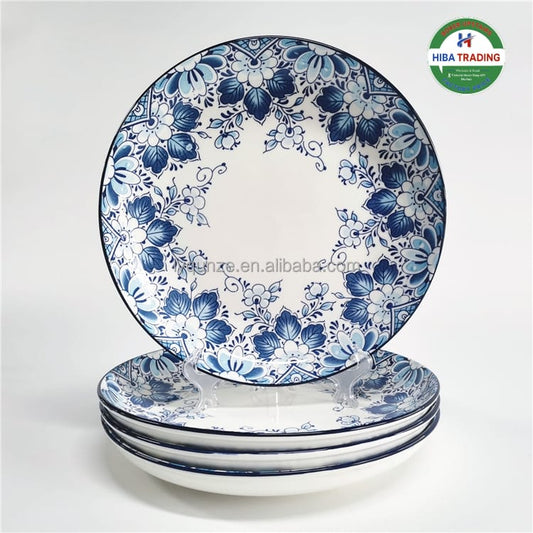 Blue Floral Plate Set Ten Piece Dinnerware Collection