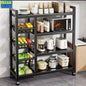 Mobile Wall Unit with Storage Shelves and Console Stand