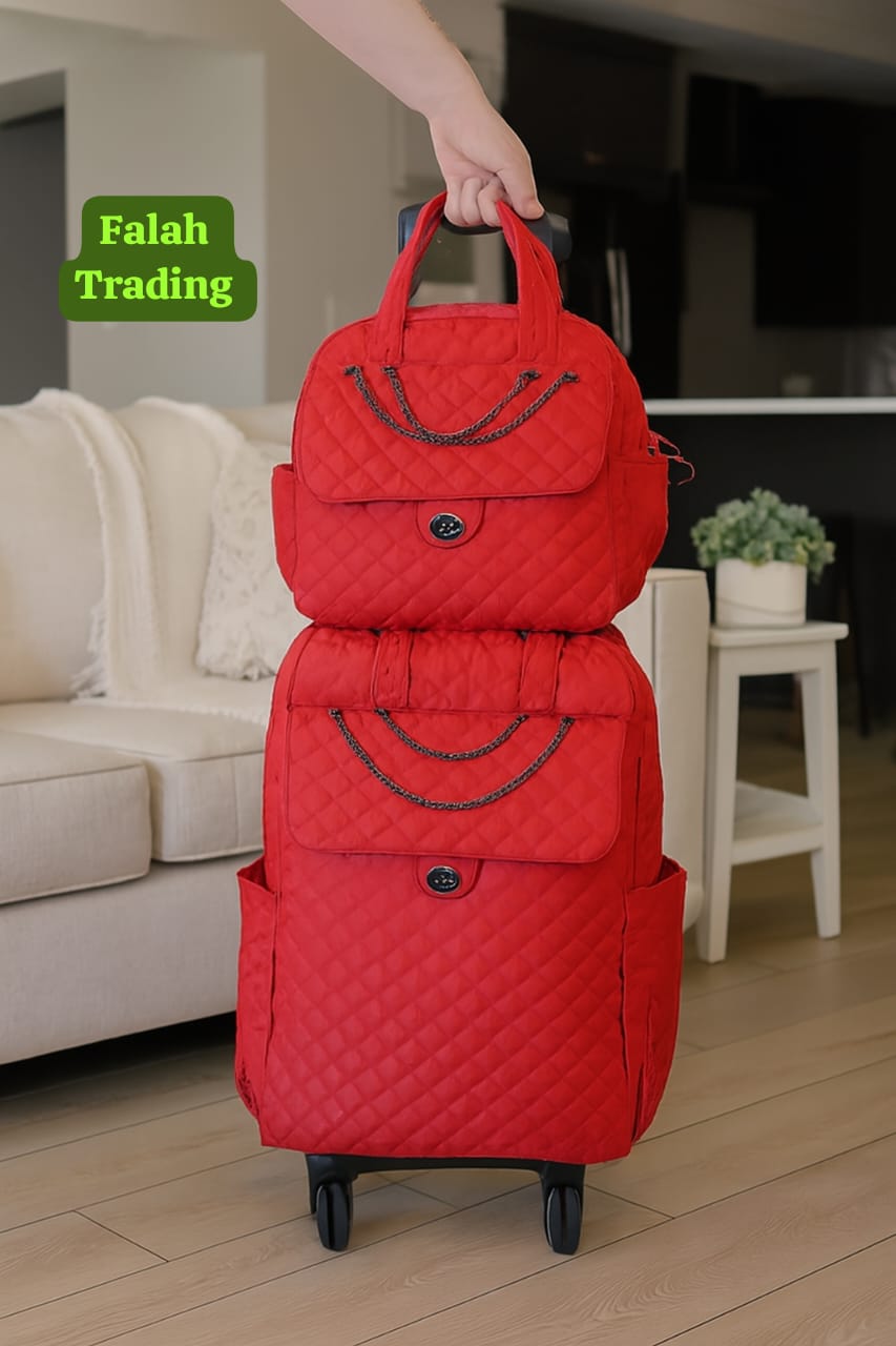 2 Piece Quilted Luggage Set Lightweight Durable Travel