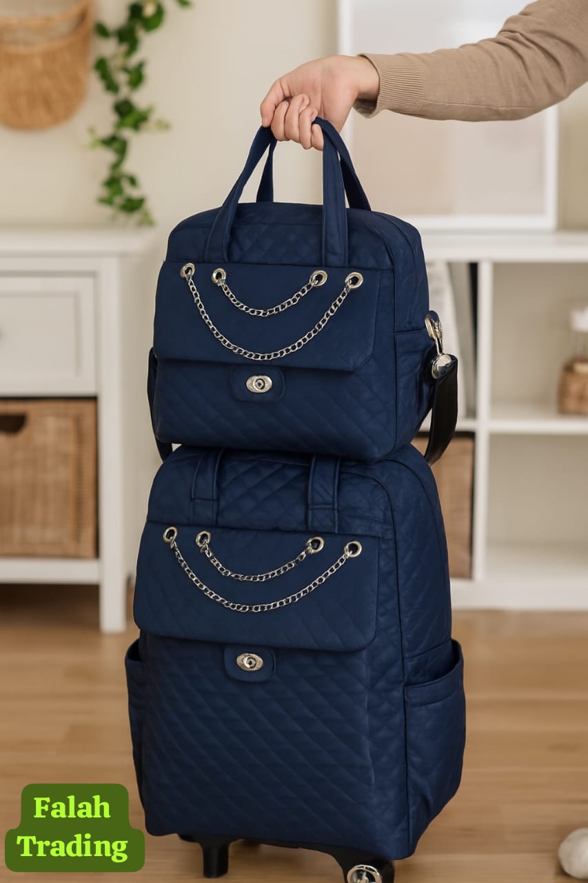 2 Piece Quilted Luggage Set Lightweight Durable Travel