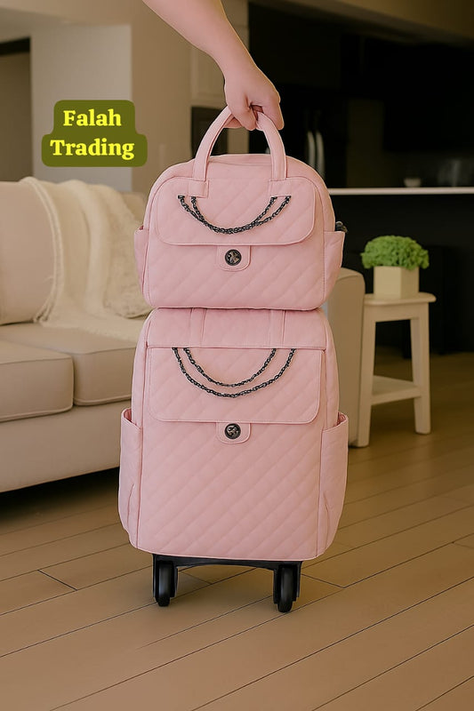 2 Piece Quilted Luggage Set Lightweight Durable Travel