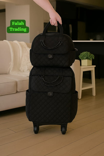 2 Piece Quilted Luggage Set Lightweight Durable Travel