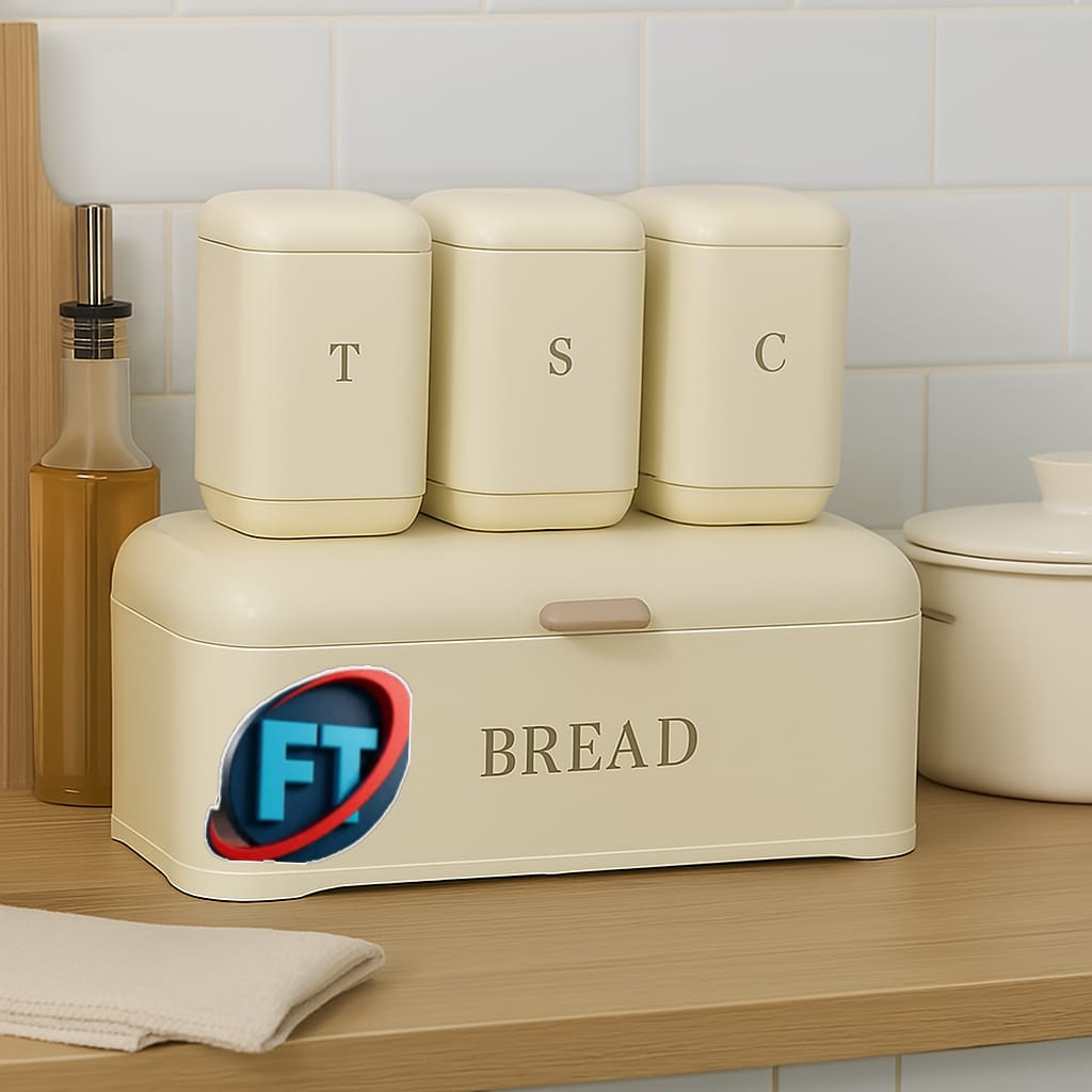 Bread Bin With Matching Canisters Kitchen Storage Set