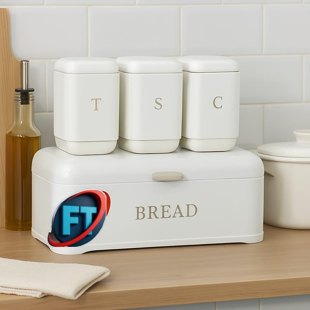 Bread Bin With Matching Canisters Kitchen Storage Set