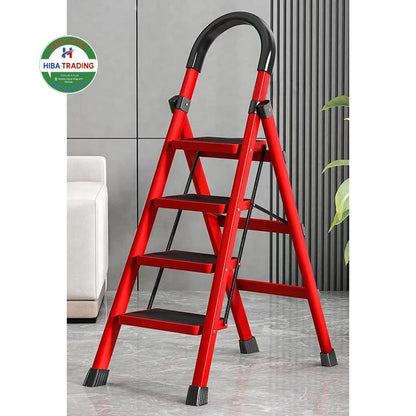 3 Step Foldable Ladder Red for Home Maintenance and Reach