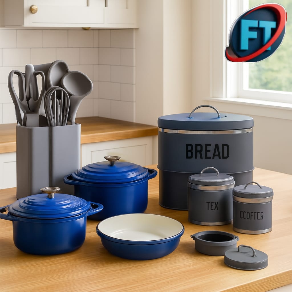 30 Piece Kitchen Combo Set Bread Bin Utensils Cast Iron