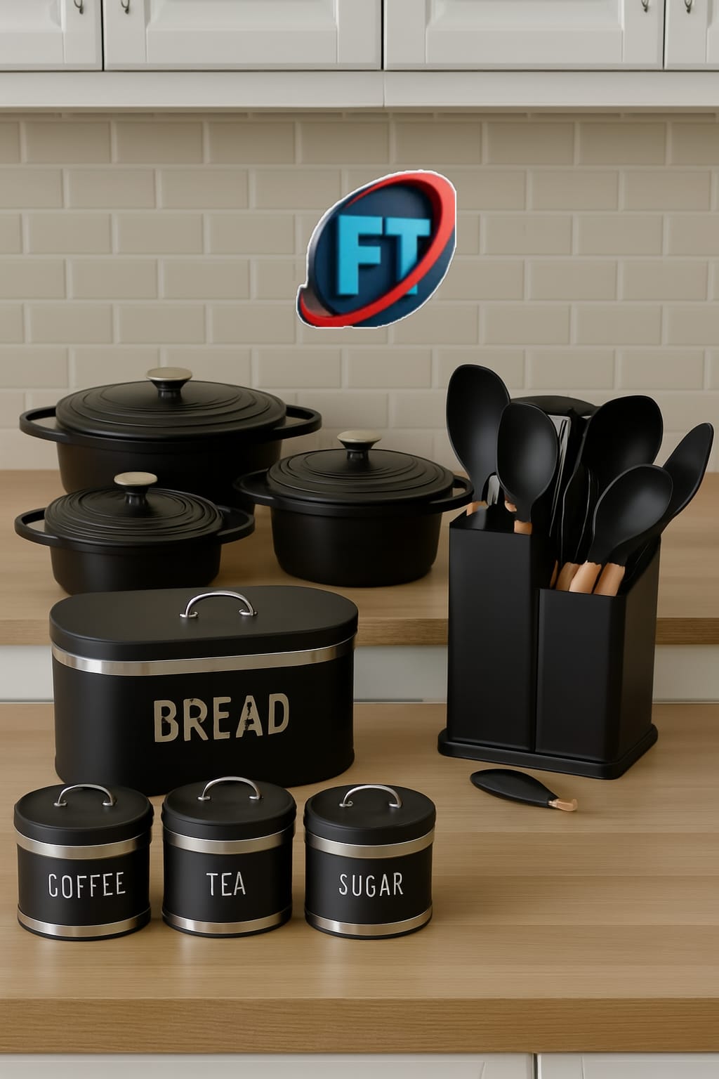 30 Piece Kitchen Combo Set Bread Bin Utensils Cast Iron