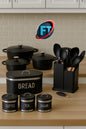 30 Piece Kitchen Combo Set Bread Bin Utensils Cast Iron