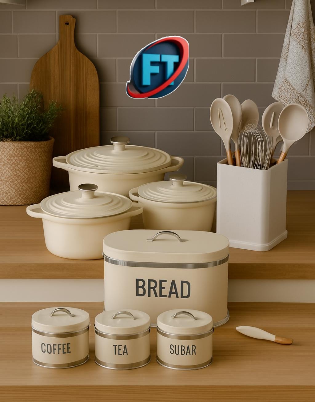 30 Piece Kitchen Combo Set Bread Bin Utensils Cast Iron