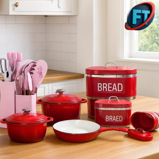 30 Piece Kitchen Combo Set Bread Bin Utensils Cast Iron