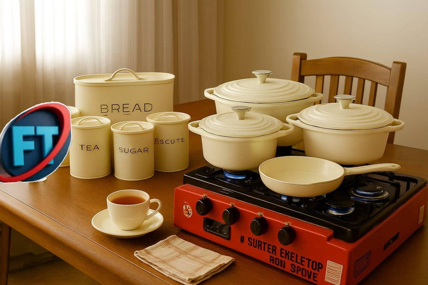 15 Piece Kitchen Combo Cast Iron Cookware And Stove