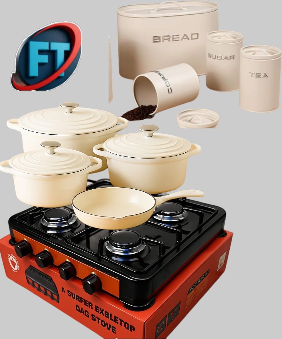 15 Piece Kitchen Combo Cast Iron Cookware And Stove