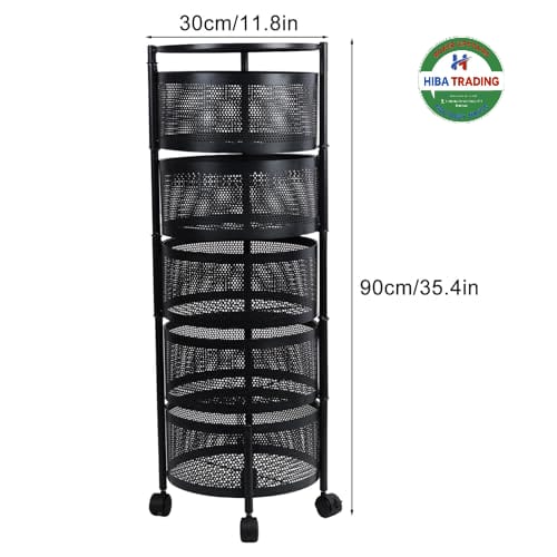 Rotating Kitchen Storage Cart 4 Layer Trolley Organizer