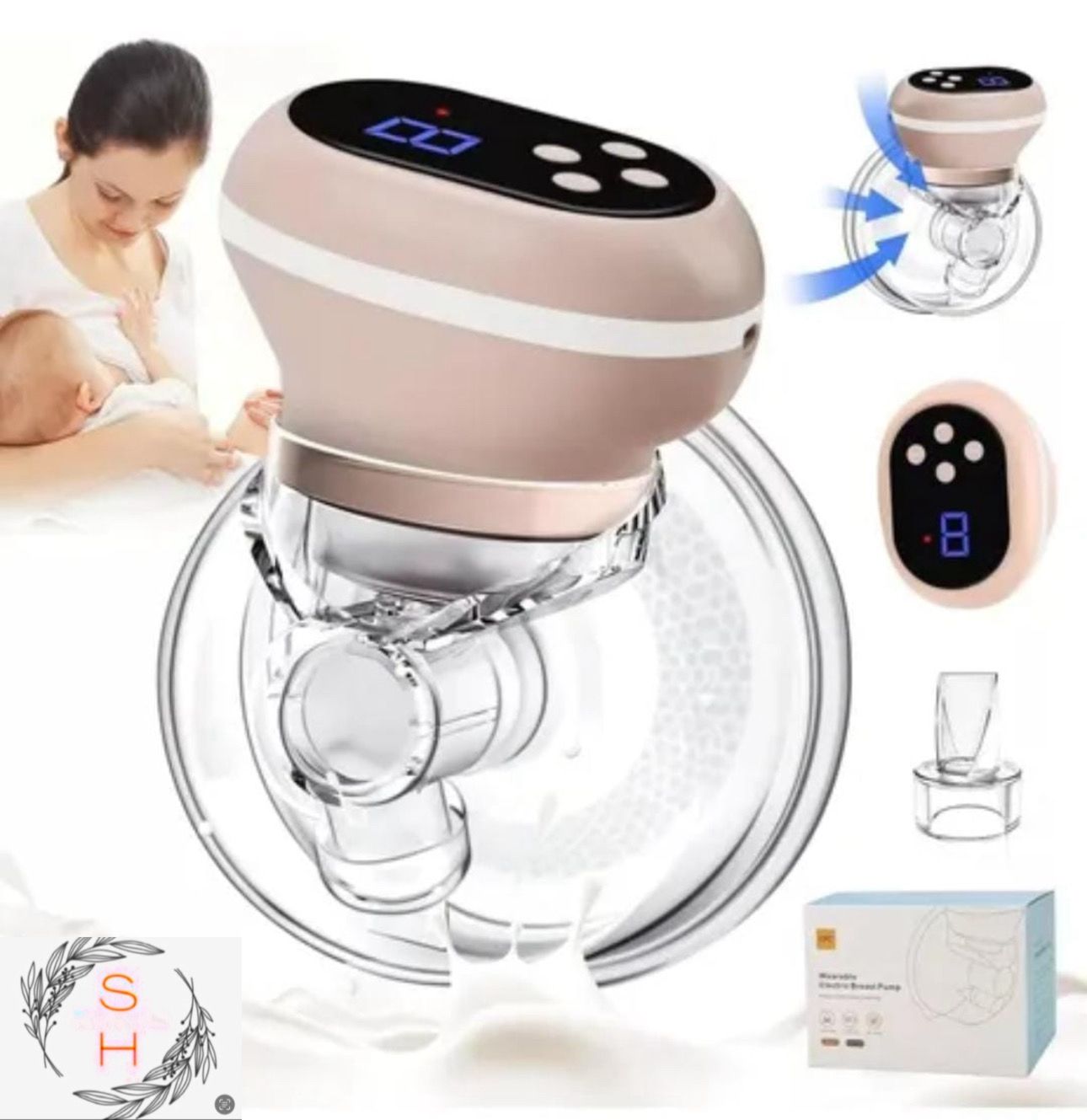 Wearable Electric Breast Pump Hands Free Quiet Rechargeable