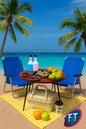 Picnic Beach Combo Grill Round Table And Camp Chairs Basket