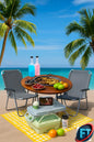 Picnic Beach Combo Grill Round Table And Camp Chairs Basket