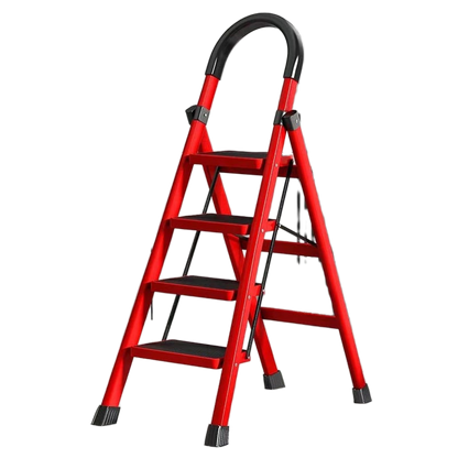 3 Step Foldable Ladder Red for Home Maintenance and Reach