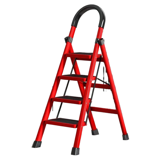 3 Step Foldable Ladder Red for Home Maintenance and Reach