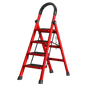 3 Step Foldable Ladder Red for Home Maintenance and Reach