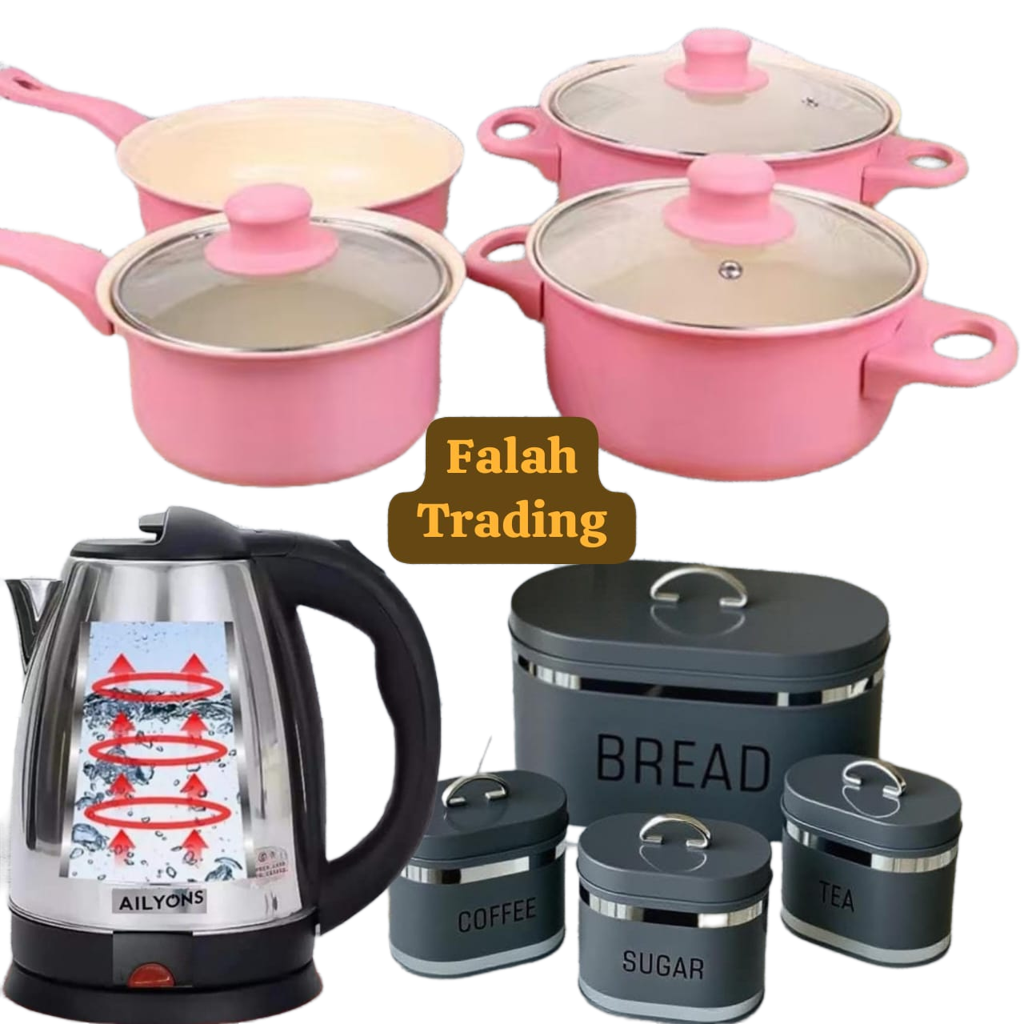 13 Piece Cookware Set 2L Electric Kettle And Bread Bin
