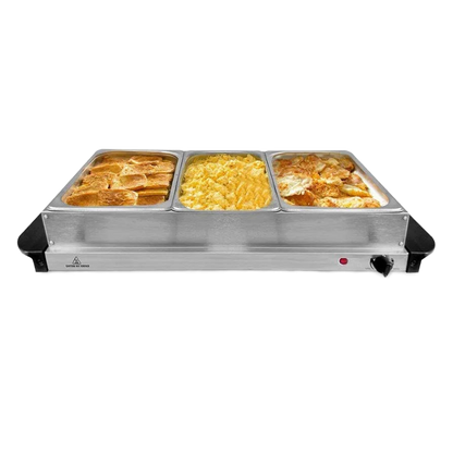 2 In 1 Food Warmer And Hot Plate With 3 Section Buffet