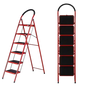 Red 6 Step Foldable Ladder For Home DIY Projects Safe