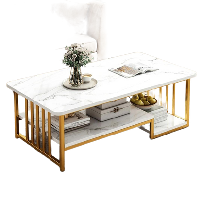 Rectangular Marble Top Coffee Table Modern Living Room