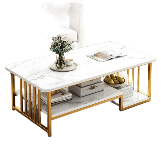 Rectangular Marble Top Coffee Table Modern Living Room