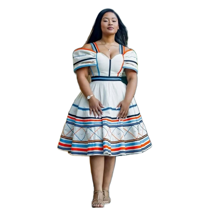 Elegant Striped Event Dress With Vertical Stripes For Traditional And Formal Occasions