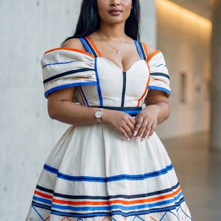 Elegant Striped Event Dress With Vertical Stripes For Traditional And Formal Occasions by Vicetech Merchants