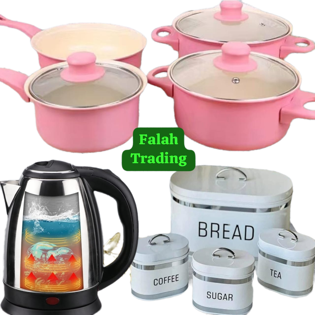 13 Piece Cookware Set 2L Electric Kettle And Bread Bin