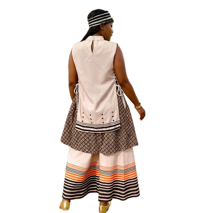Brown And Beige Two Piece Set In Neutral Palette For Effortless Layering And Traditional Style