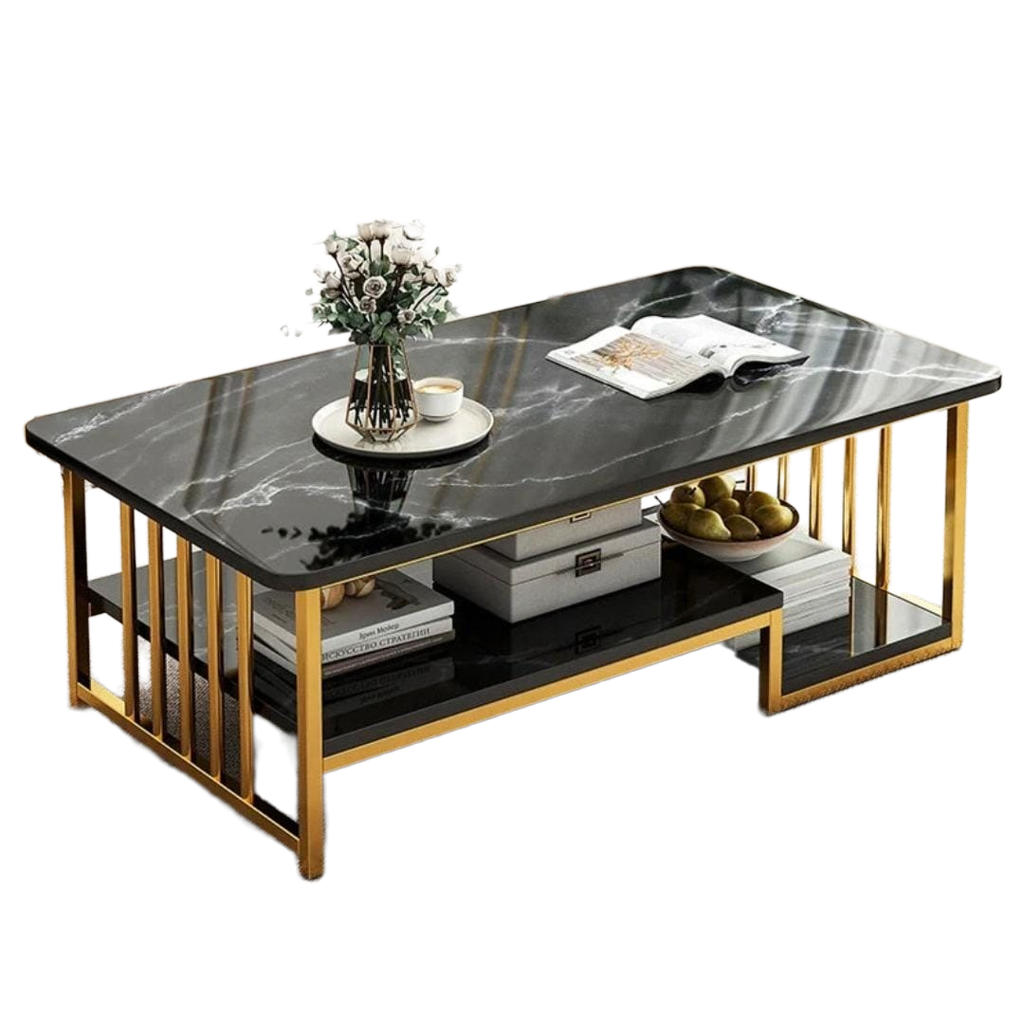 Rectangular Marble Top Coffee Table Modern Living Room