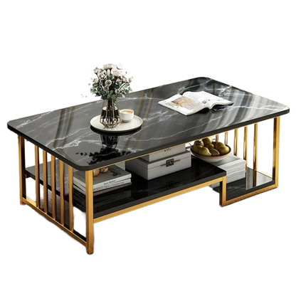 Rectangular Marble Top Coffee Table Modern Living Room