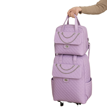2 Piece Quilted Luggage Set Lightweight Durable Travel