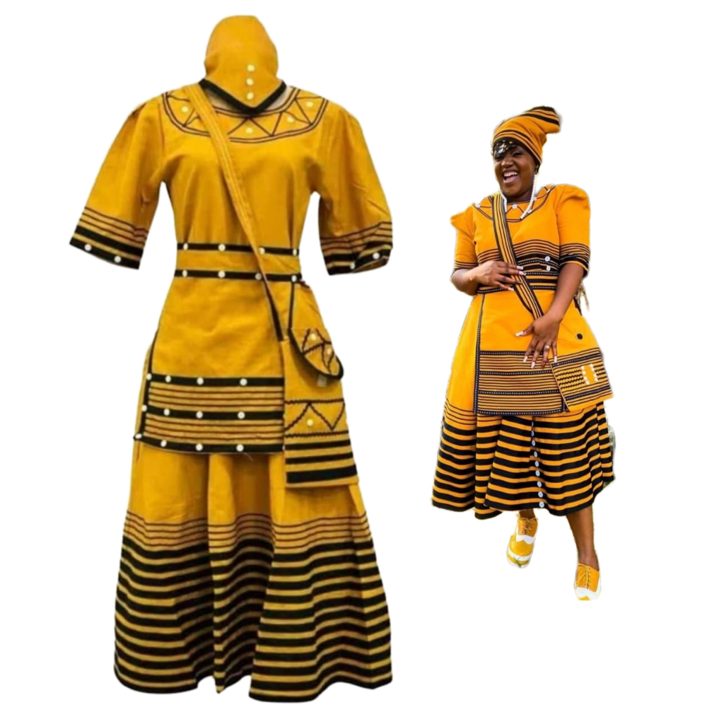 Xhosa Traditional Dress With Bold Beadwork And Patterns